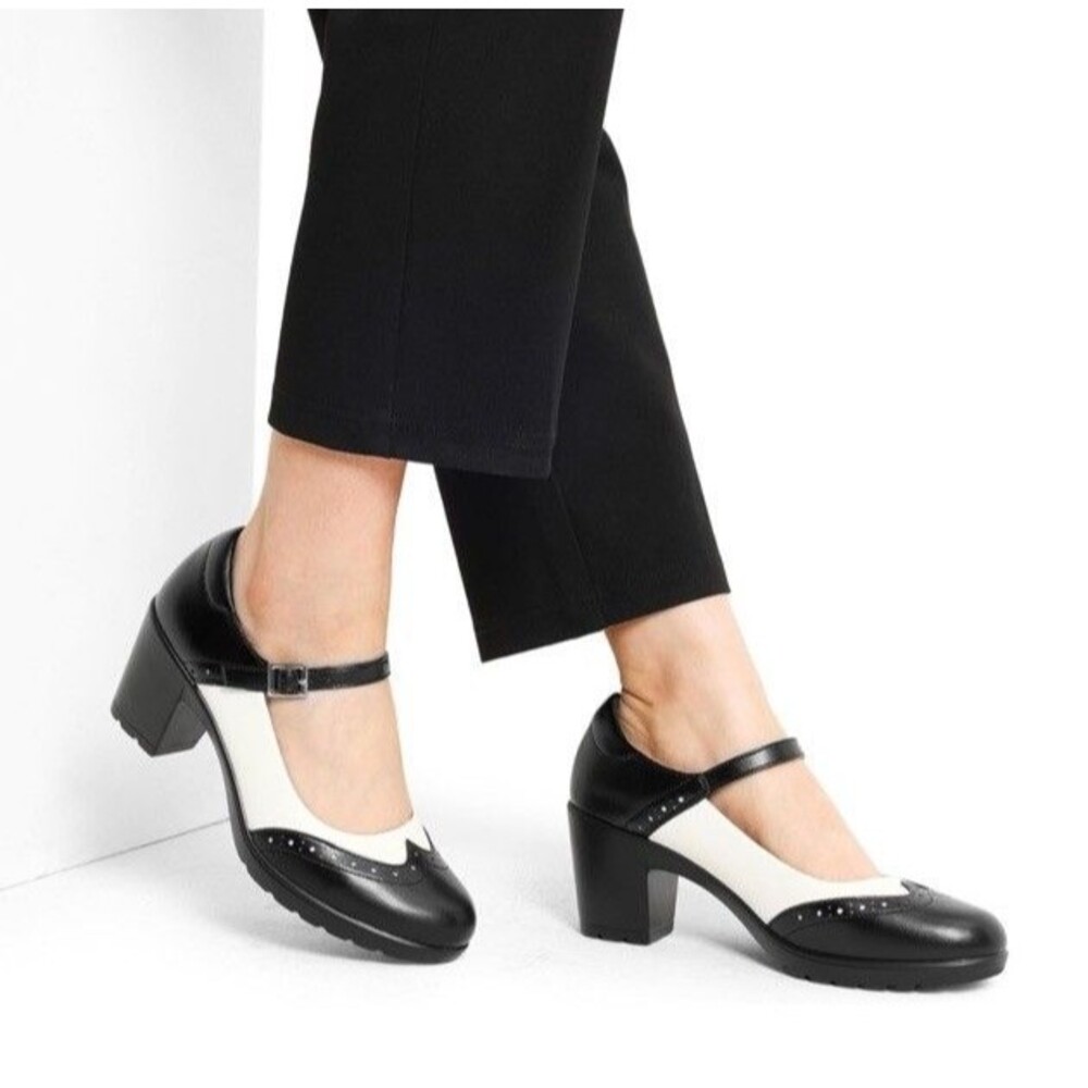 NEW Dream Pairs Heel Black White Two Tone Mary Jane Short Heel shoes Size 9.5-10